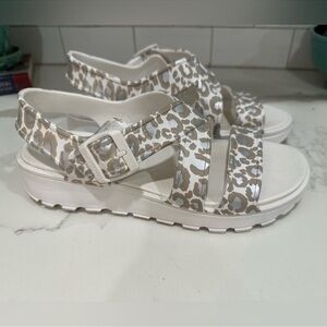 Leopard Print Platform Beach Sandals